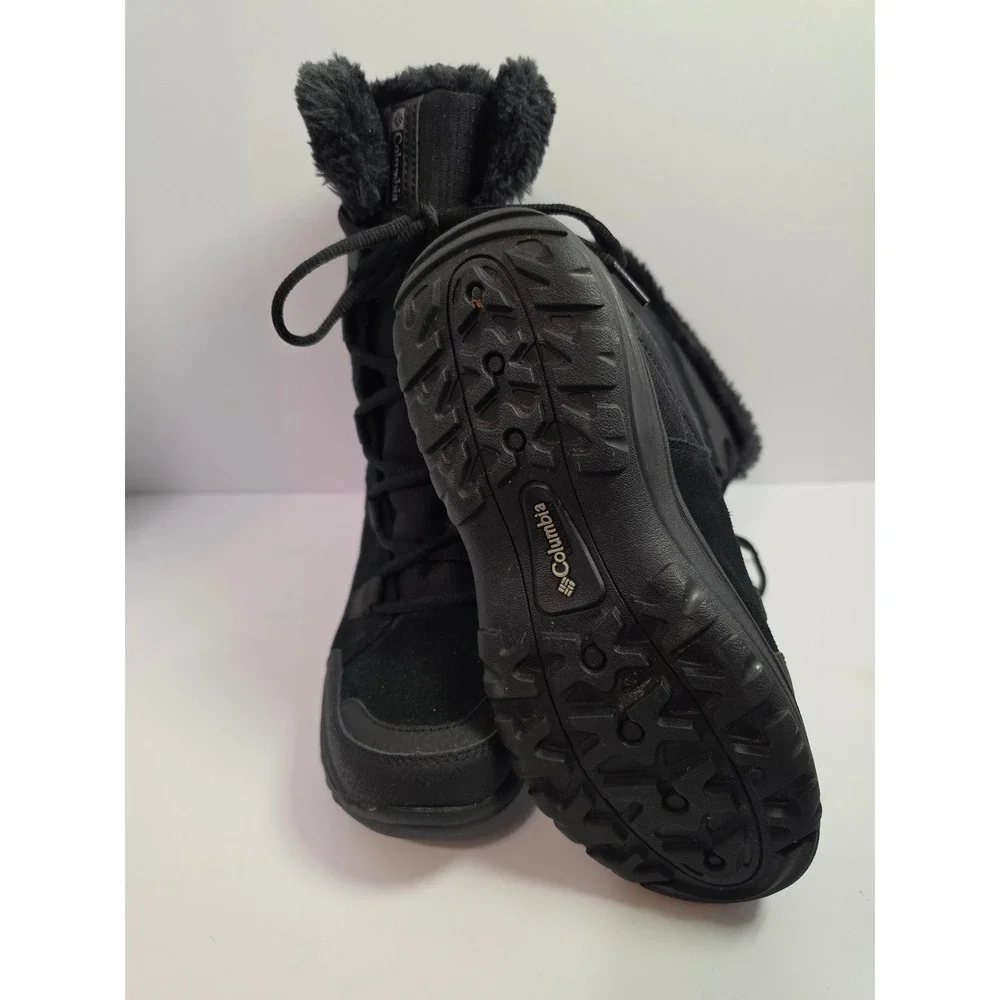 Columbia Minx Mid III Waterproof Winter Boots Black Faux Fur Womens 9